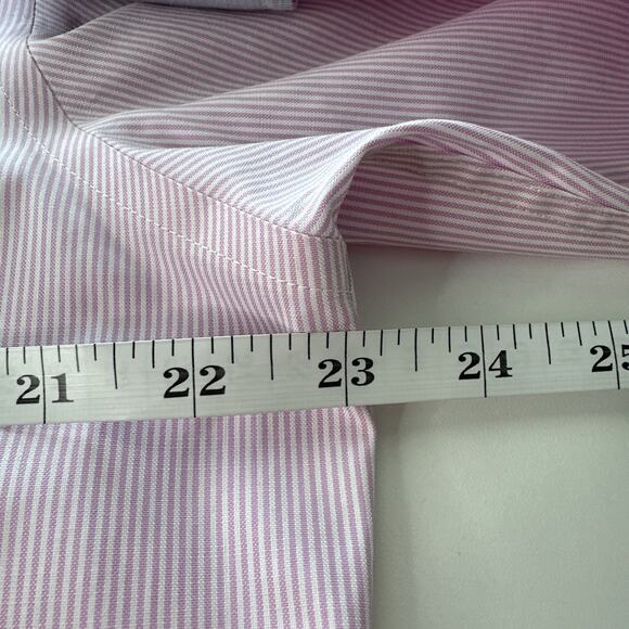 Untuckit Shirt Mens Large Pink White Pin Stripe Button Up Long Sleeve Cotton - Picture 9 of 9